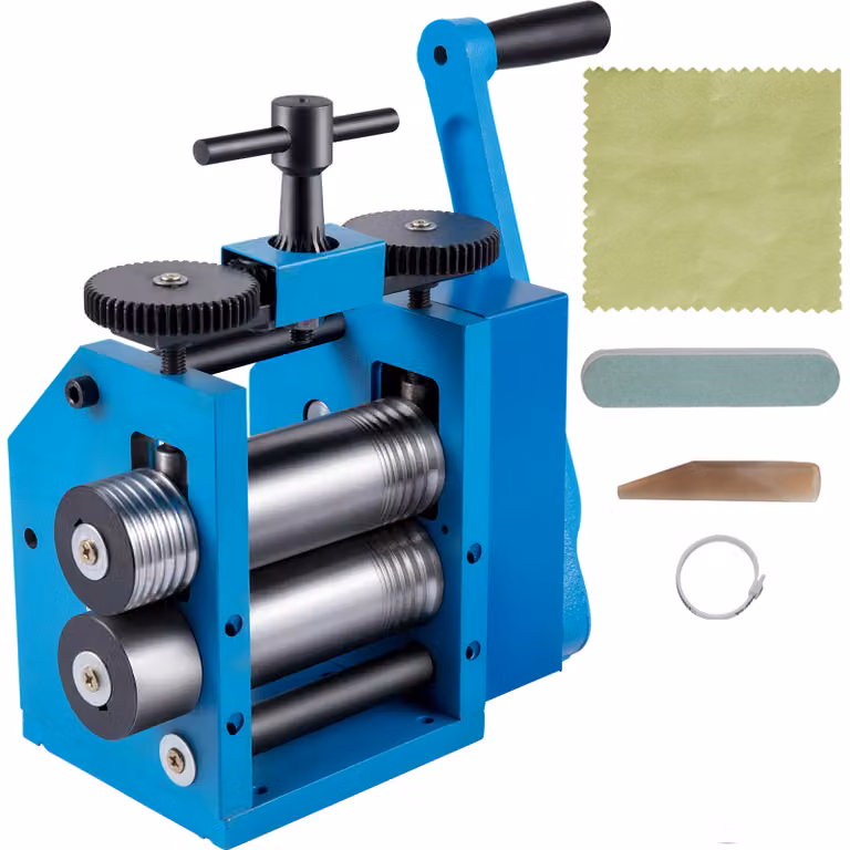 Macchina manuale del laminatoio di VEVOR, presser del rullo di 75mm del ferro buona resistenza all'usura combinazione dei gioielli che rotolano il mulino che comprime la macchina che rotola il filo del modello piano del foglio del metallo che marca i gioi