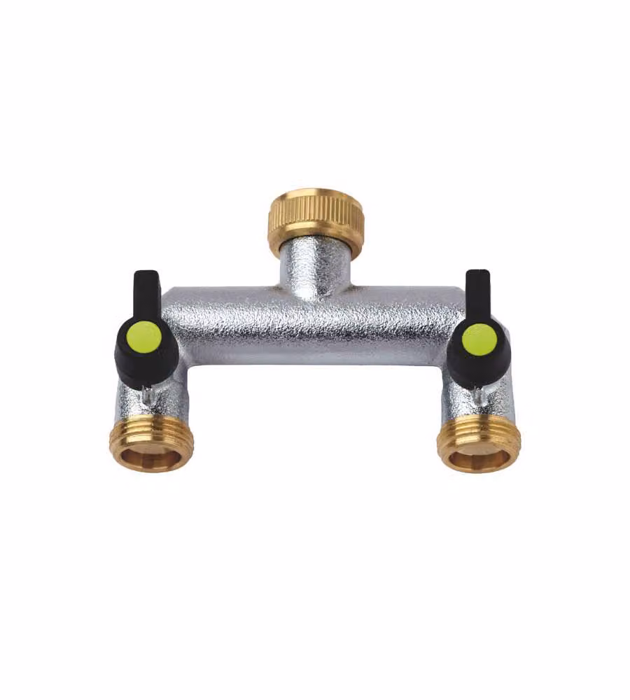 Presa a 2 Rubinetti Aquatech Ott 469B in Ottone Cromato con Attacchi 3/4F e 3/4M