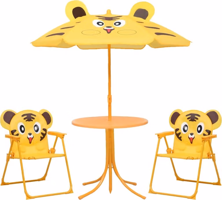 The Living Store Set bistrot da giardino per bambini da 3 pezzi con ombrellone giallo