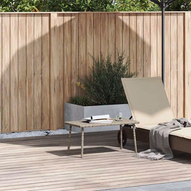 vidaXL Tavolino da Giardino Rettangolare in Polyrattan Grigio con Resistenza ai Raggi UV L: 80 cm, P: 40 cm, H: 37 cm