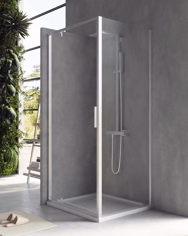 Box doccia 90x70 Rio a pivot vetro 6 mm trasparente H 195 cromo