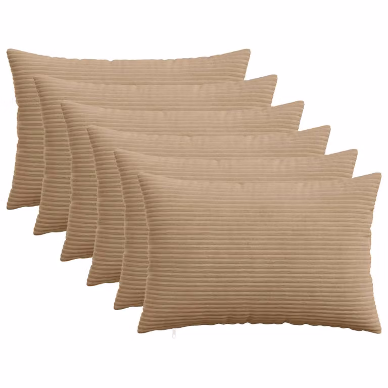 Set di 6 federe vidaXL HEERLEN in velluto a coste marrone, L 50 cm x P 75 cm