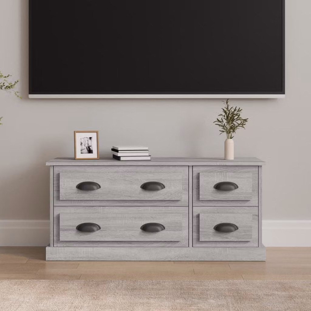 Mobile TV vidaXL in legno multistrato grigio Sonoma, L 100 cm x P 35,5 cm x H 45 cm