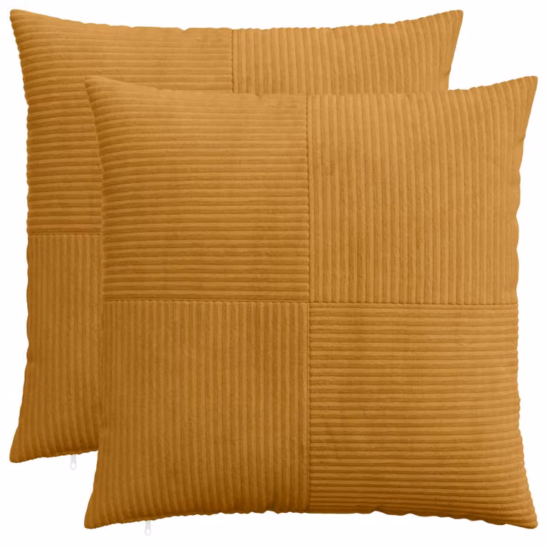 Set di 2 federe vidaXL ALMELO in velluto a coste giallo, L 70 cm x P 70 cm