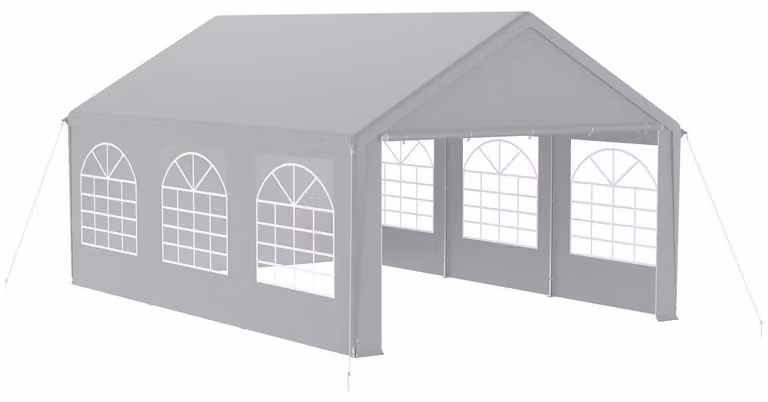 Tenda da festa modello "Pavillon" di 4x6 metri, con 4 pareti laterali, impermeabile, con protezione solare, colore grigio