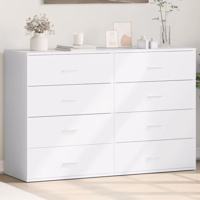Set di 2 credenze bianche vidaXL in legno e MDF per sala da pranzo, modello moderno a parete, L: 60 cm, P: 39 cm, H: 80 cm