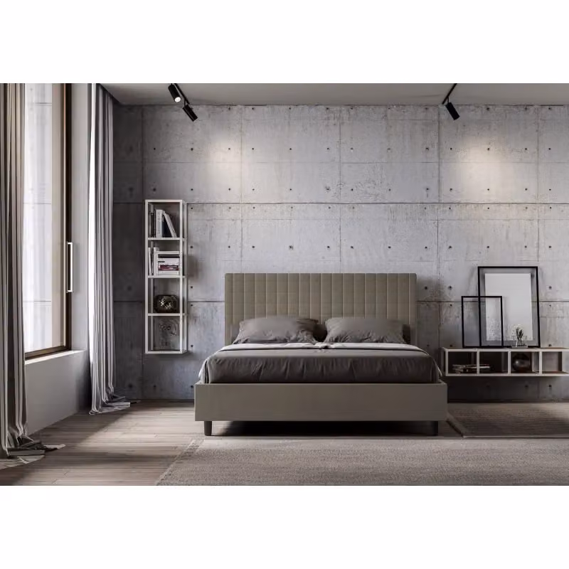 Letto Matrimoniale alla Francese Sunny Ityhome Imbottito con Contenitore in Similpelle Cappuccino L: 150 cm, P: 210 cm – 2
