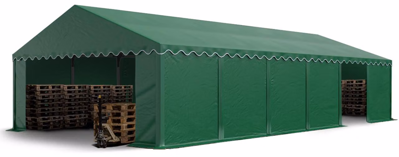 TOOLPORT Tendone deposito 6x12 m PVC 750 N tenda capannone verde scuro telaio perimetrale e rinforzo del tetto