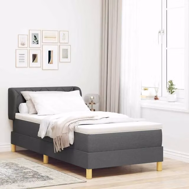 Letto a molle con testiera vidaXL in tessuto grigio L: 100 cm, P: 200 cm, H: 88 cm – 1