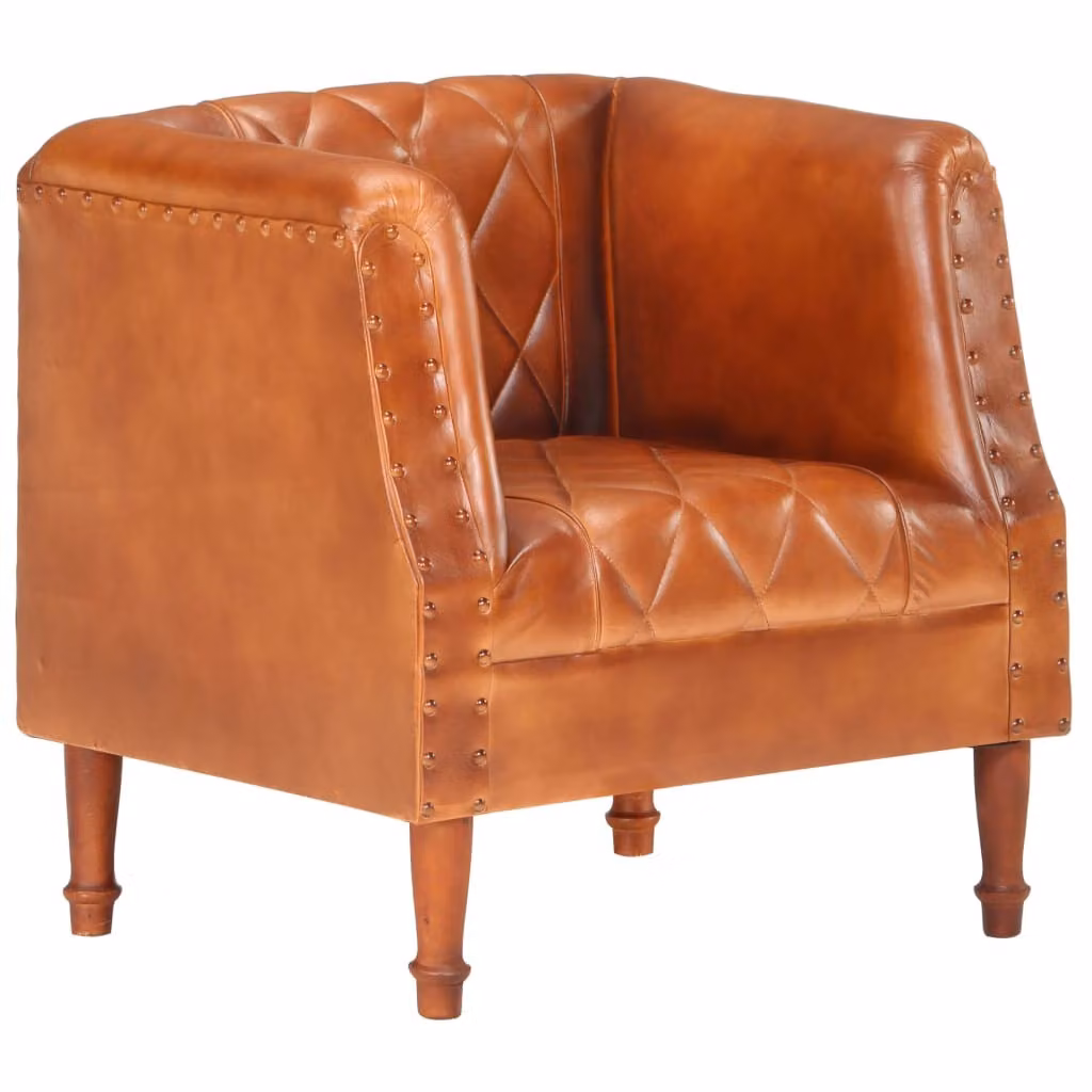 The Living Store Poltrona Marrone Vera pelle di capra
