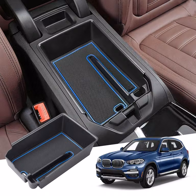 Contenitore portaoggetti per console centrale, compatibile con BMW X3 G01/X4 G02/iX3, colore blu, realizzato in plastica ABS
