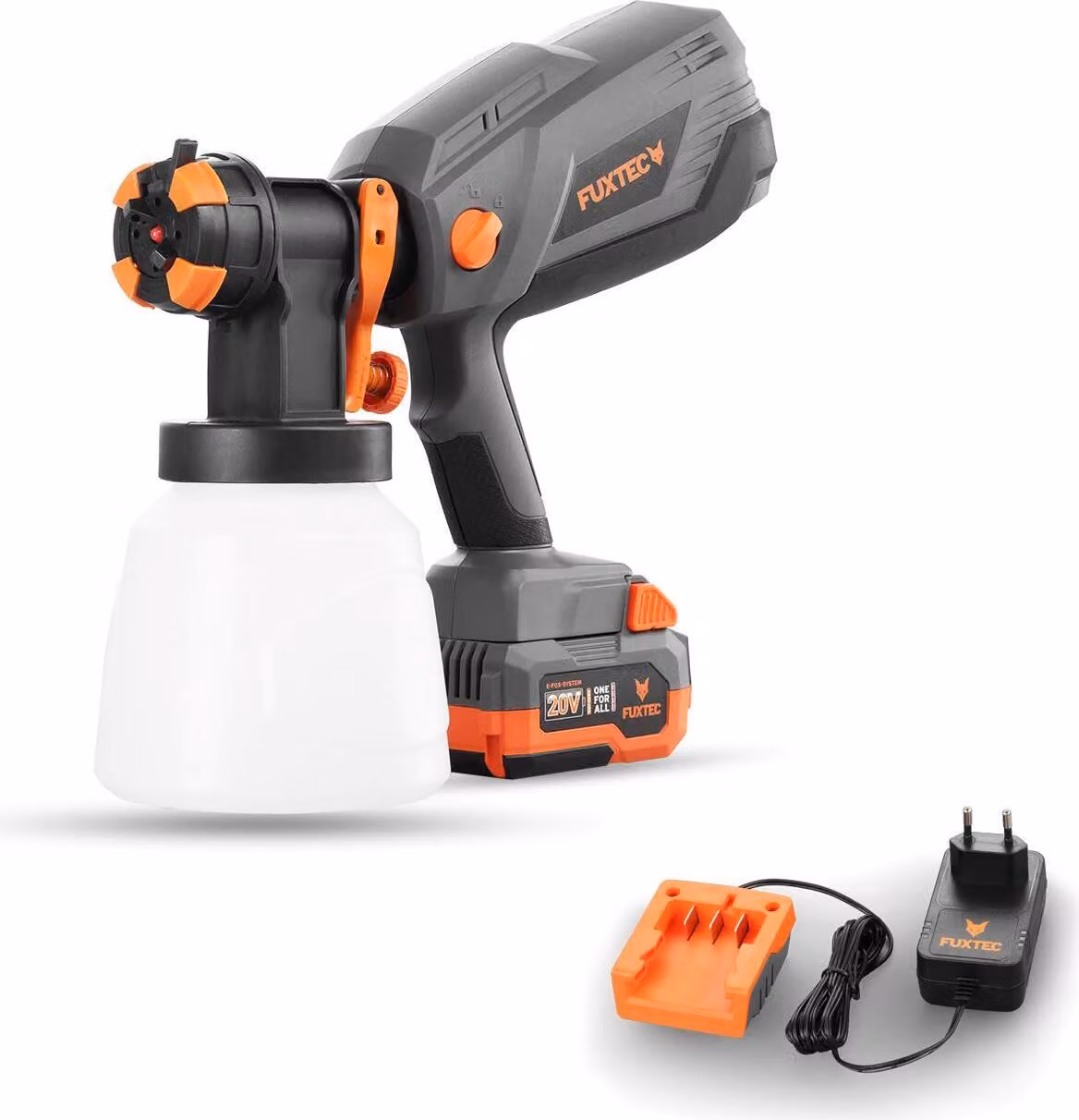 Pistola a spuzzo a batteria FUXTEC 20V FX-E1CSP20 SET spruzzatore per vernici con batteria 4Ah e caricatore 1A