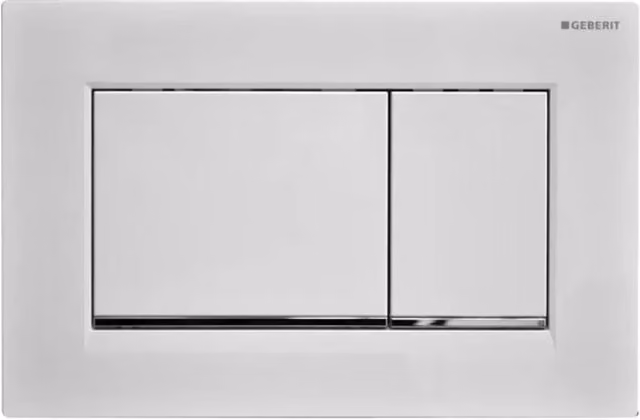 Placca per scarico a due tasti Geberit Modello Sigma 30 Bianco con finitura Cromata