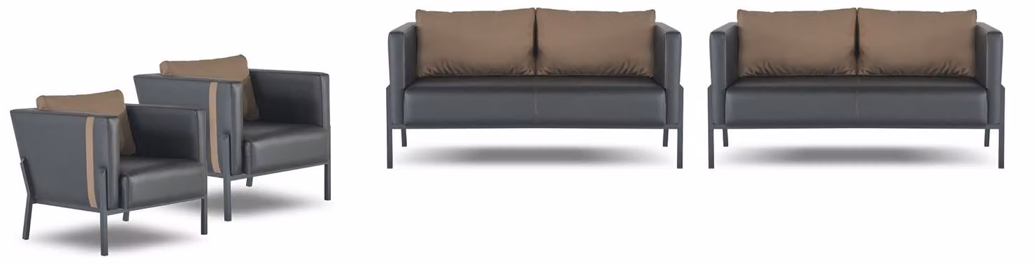 Exklusive Büro Sitzmöbel Designer 2x Polster 2-Sitzer Edle Sessel 4tlg