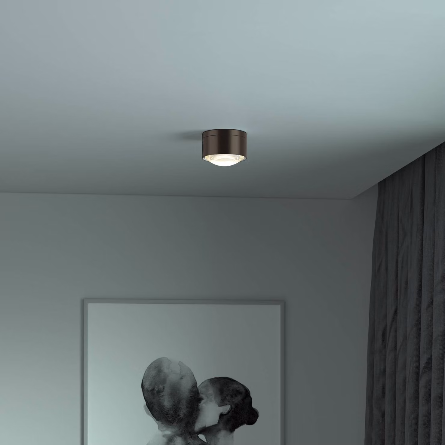 Top Light Puk! 120 One spot LED soffitto lente marrone scuro One, dimmerabile, Marrone / Ruggine, Soggiorno / Sala da pranzo, Alluminio, Moderno