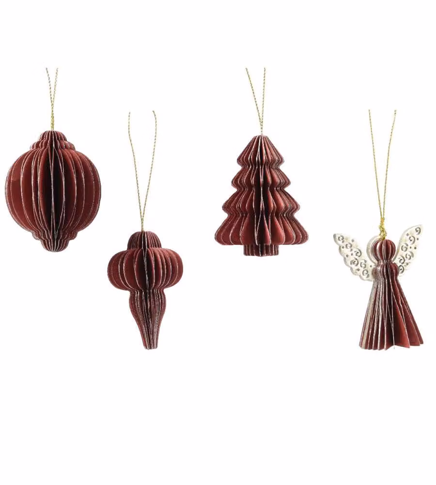 Decoris Addobbo Natalizio in Carta - Rosso - 6 cm