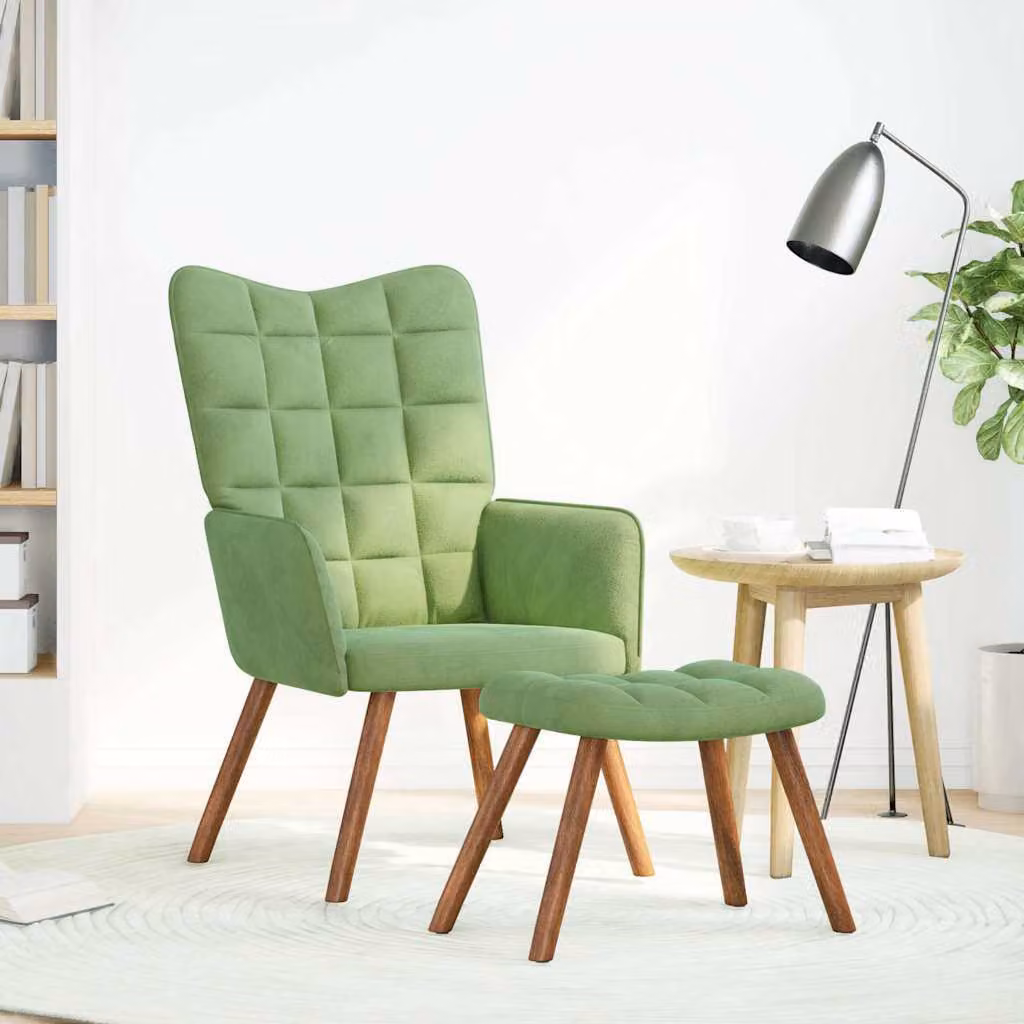 Maison Exclusive - Poltrona relax con poggiapiedi in velluto verde chiaro