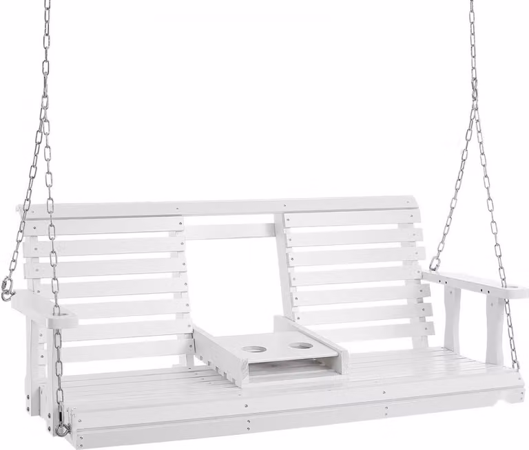 Panchina oscillante in legno - 1523x710x600mm - Bianco - Seduta oscillante per giardino e terrazza - Mobili da esterno