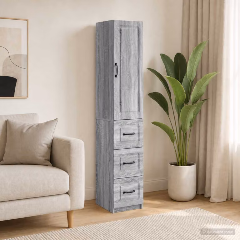 Set di 2 armadi moderni vidaXL in legno e metallo grigio opaco, L/P/H: 33 x 34,5 x 87 cm