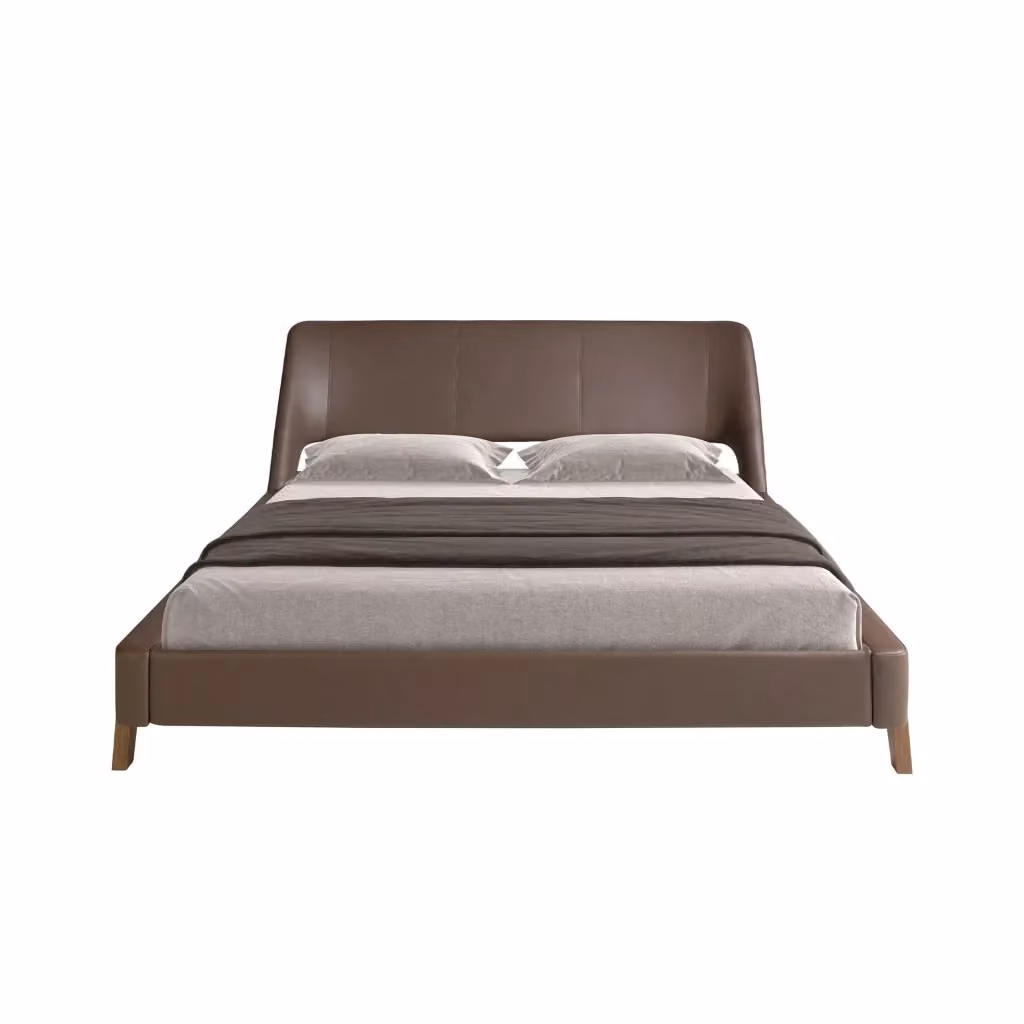 Letto matrimoniale moderno Angel Cerdá S.L. in similpelle marrone con struttura in legno e materiali misti L/P/H: 180 x 200 x 237 cm – 2