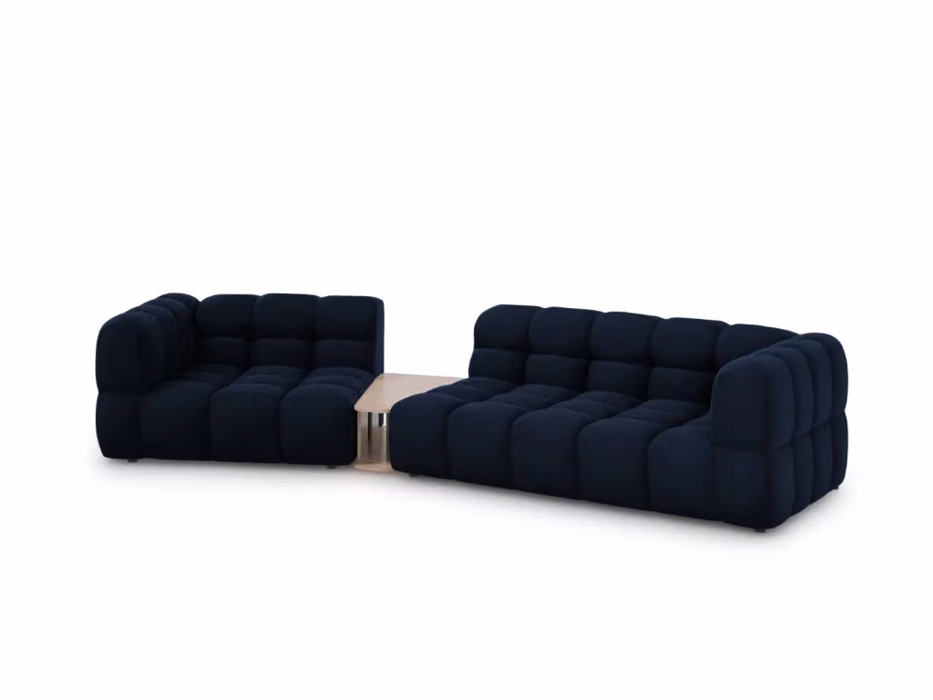 Divano modulare sinistro Sky di Cosmopolitan Design in velluto blu, 3 posti – 2