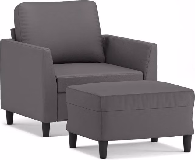 Poltrona | Sedia Relax con Poggiapiedi Grigio 60 cm in Similpelle