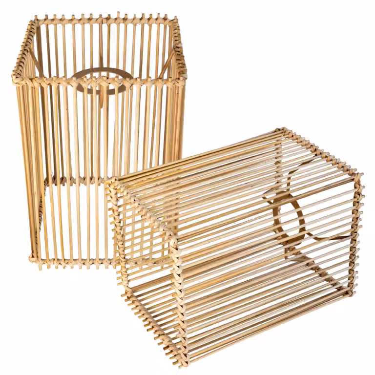 Omgoods - Set di 2 paralumi in stile bohémien, piccoli, color naturale marrone chiaro