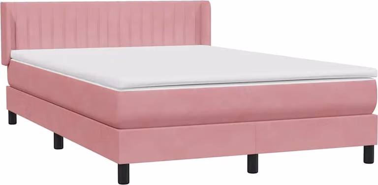 Giroletto a Molle con Materasso Rosa 140x220 cm in Velluto