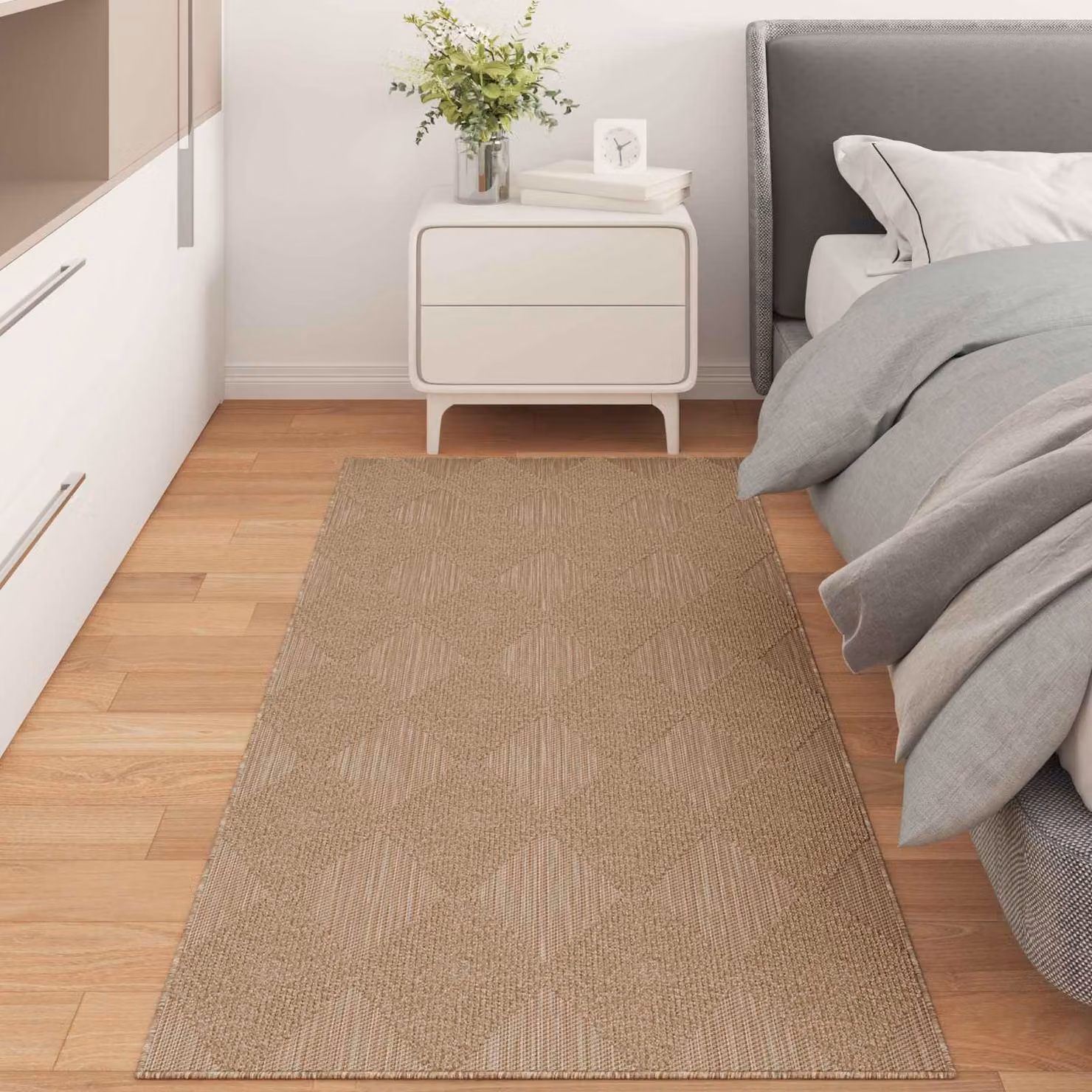 vidaXL Tappeto AGIRA per interno ed esterno, moderno, beige e marrone, L: 200 cm, P: 80 cm