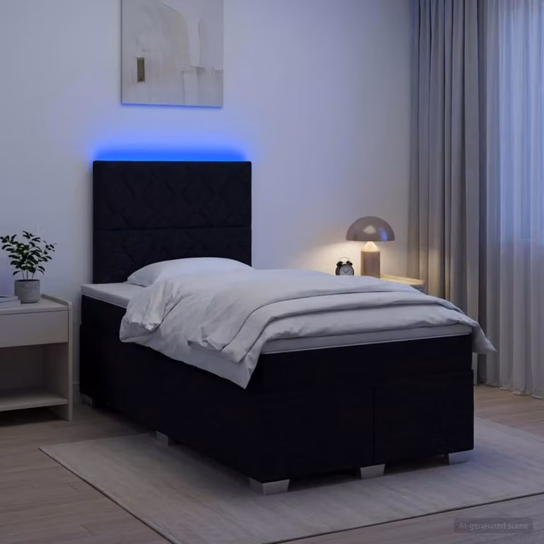 Maison Exclusive - Letto boxspring con materasso nero 120 x 190 cm Tessuto