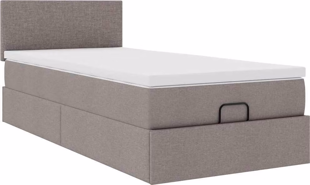 Struttura Letto Pouf con Materasso Tortora 80x200 cm in Tessuto