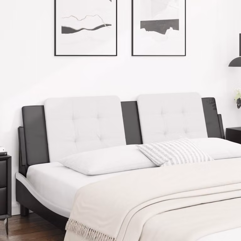 vidaXL Cuscino Testiera Zadar in Similpelle Bianco e Nero con Design Geometrico, Larghezza: 180 cm