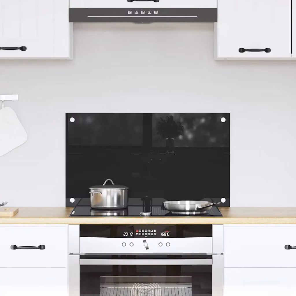 Schienale da cucina vidaXL in vetro temperato Nero L: 70 cm, H: 40 cm