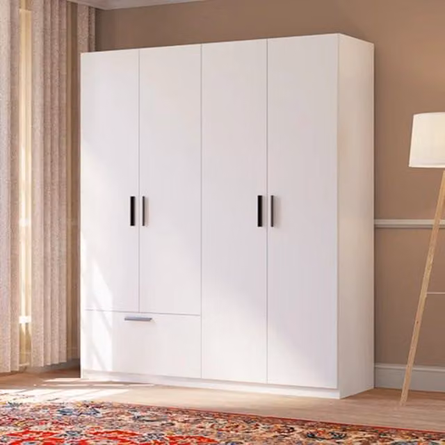 Armadio Camera da Letto Lidase, Guardaroba Grande 2 Ripiani, 180x210h cm Bianco