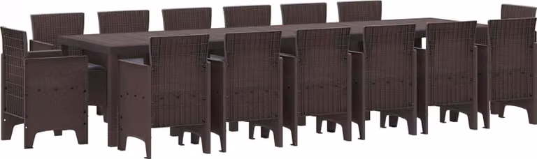 Maison Exclusive - Set da giardino per esterni, 15 pezzi, color marrone, in rattan sintetico "Polt"