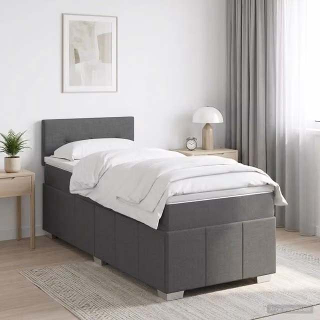 Letto box spring con materasso ibrido vidaXL Grigio Scuro L/P: 90 x 190 cm – 1