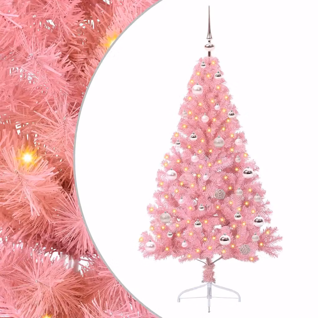 Albero di Natale artificiale moderno vidaXL con luci LED bianco caldo rosa, Altezza: 150 cm