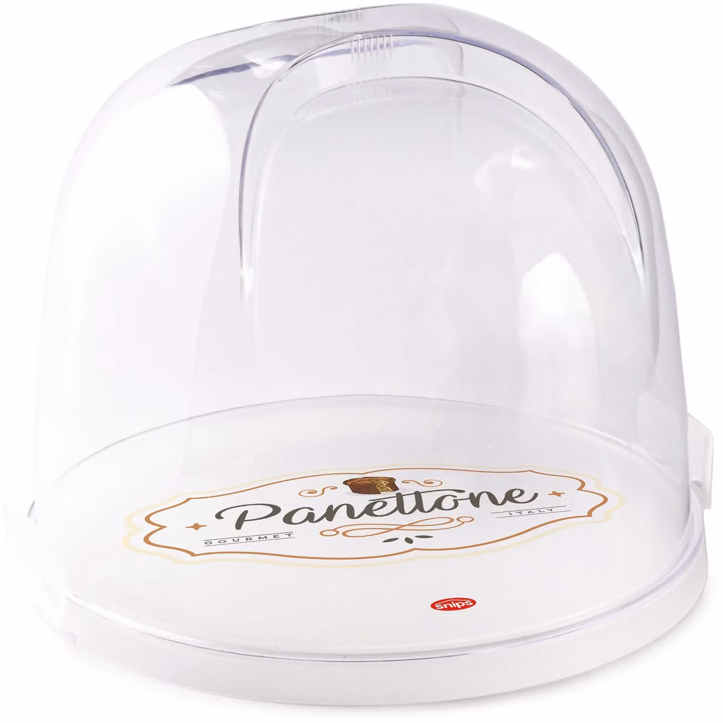 Porta Panettone e Pandoro SNIPS in plastica bianca con coperchio trasparente, Diametro: 22 cm, Altezza: 18 cm – 1
