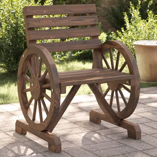 Set di 2 sedie da giardino vidaXL in legno massello di abete marrone con braccioli, L/P/H: 58 x 58 x 78,5 cm – 1
