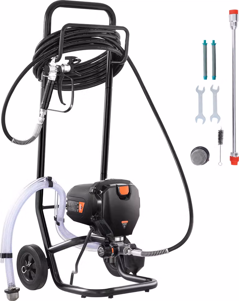 SucceBuy Stand Spruzzatore di vernice airless, 750 W 3000 PSI spruzzatore elettrico ad alta efficienza con carrello, pittura fine e uniforme per interni ed esterni di case, mobili e recinzioni