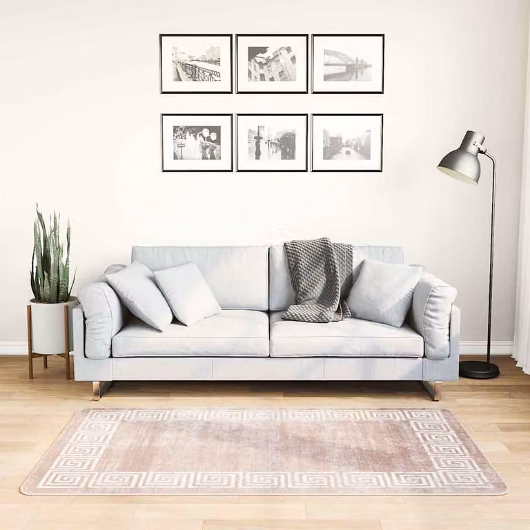 Tappeto lavabile moderno vidaXL in poliestere, beige o rosa, L 80 cm x P 150 cm