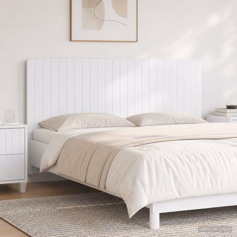 Testiera da muro vidaXL ZWOLLE bianca in legno ingegnerizzato con ripiano integrato L: 160 cm, H: 50 cm, P: 3,5 cm