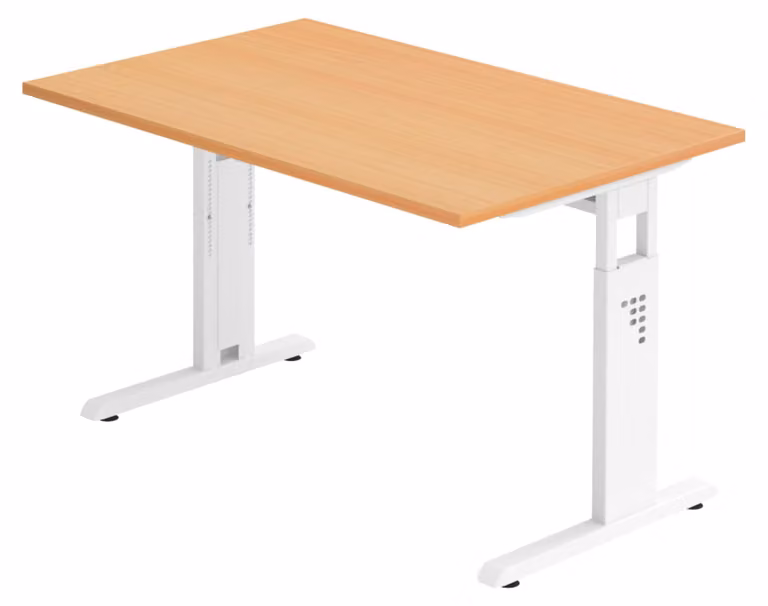 bümö Scrivania Serie-O - Decorazione: faggio, dimensioni: 120 x 80 cm, struttura: bianco