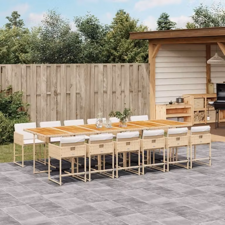 Maison Exclusive - Set da Pranzo da Giardino 13 pz con Cuscini Beige in Polyrattan