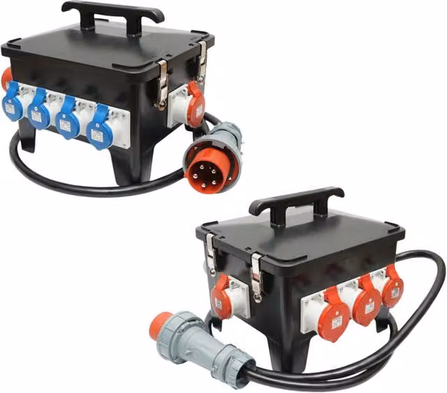 Quadro prese portatile per cantiere Breckner Germany, 2 x 415V/16A, 2 x 415V/32A, 4 x 250V/16A, protezione IP54, L/P/H: 37 x 34 x 33 cm