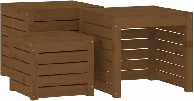 Set di 3 cassette da giardino in legno massello di pino color marrone stile rustico CFW4289513