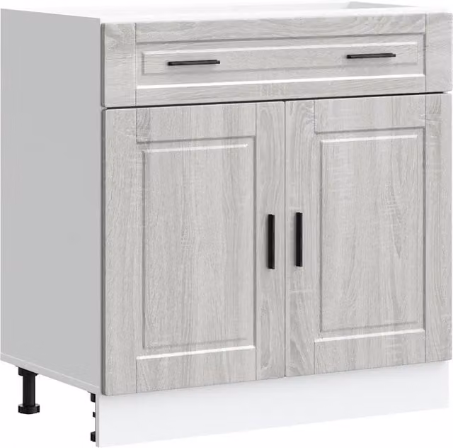 Base da cucina moderna con ante a battente e cassetti in legno multistrato grigio, L: 81.5 cm, P: 46 cm, H: 80 cm