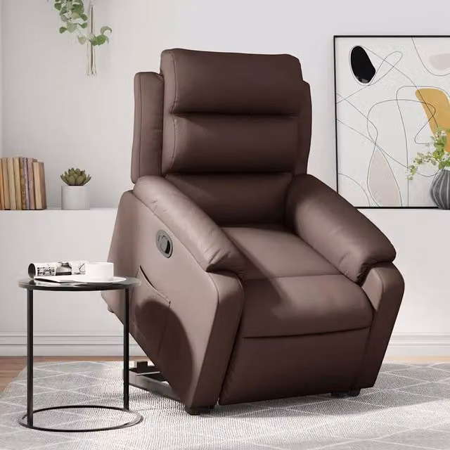 Poltrona Alzapersona Reclinabile vidaXL in Similpelle Marrone con Assistenza Elettrica per Senior