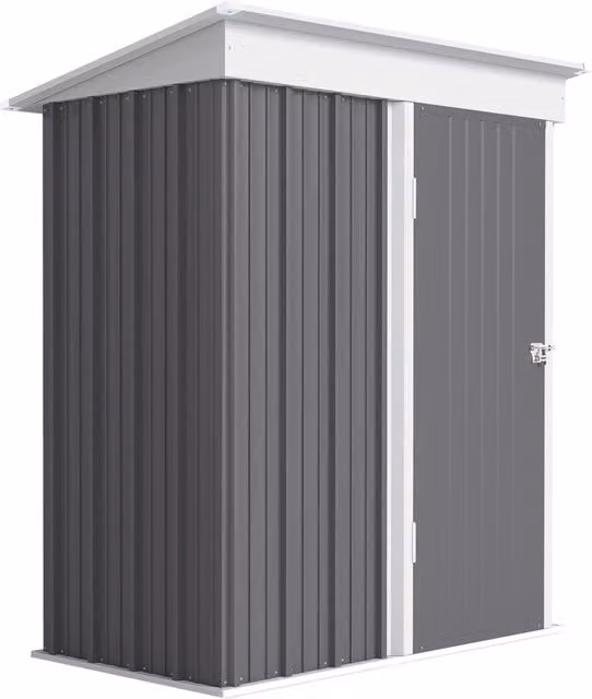 Casetta da Giardino Porta Attrezzi ¨C Zephmum ¨C Acciaio, Grigio, 161x95x163/181cm