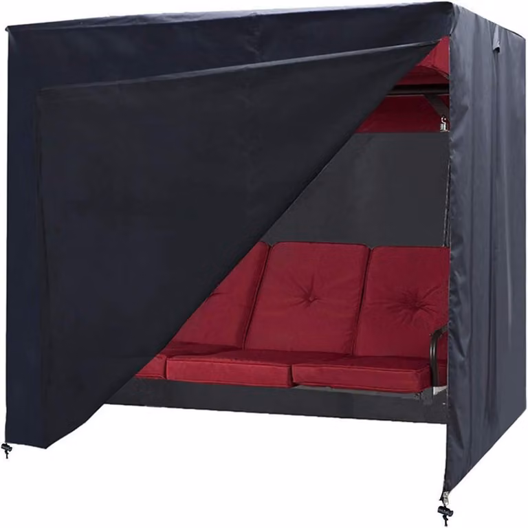 Copertura per altalena, modello per 3 posti, tessuto Oxford 500D, impermeabile, con protezione UV, dimensioni 221x124x175 cm, colore nero